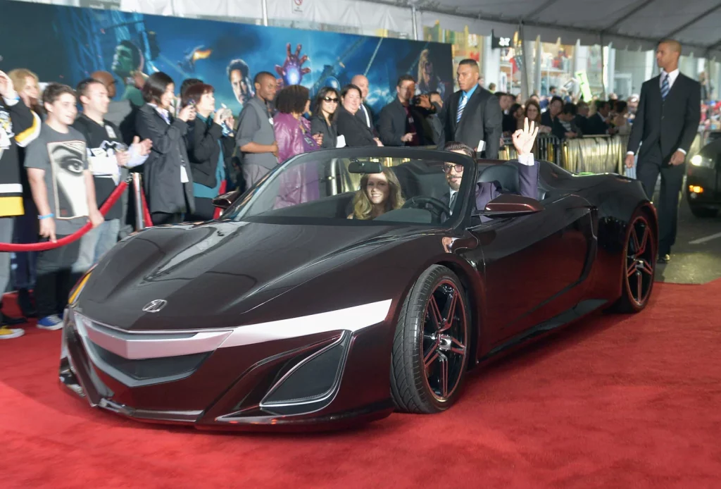Actor Robert Downey Jr. arrives at Marvels The Avengers in Acura created sports car source Motor16
