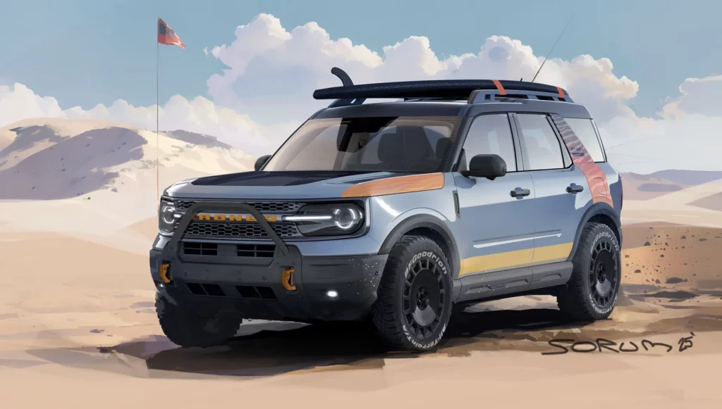 Los nuevos prototipos del Ford Bronco en su 60 cumpleaños 5 Motor16 Sport Dune Glam Front Press Sketch 2145 Motor16