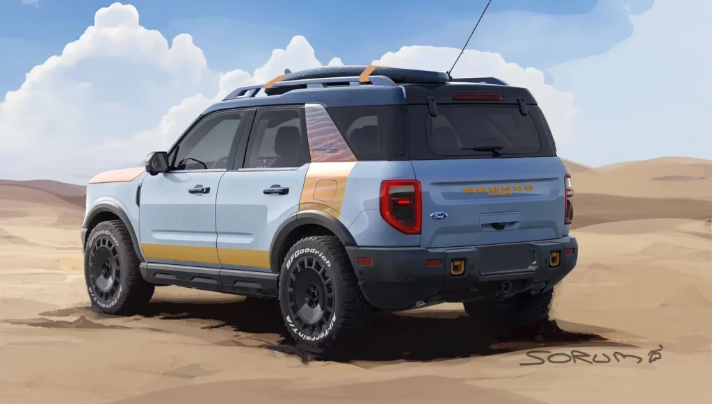 Los nuevos prototipos del Ford Bronco en su 60 cumpleaños 4 Motor16 Sport Dune Glam Rear Press Sketch 2146 Motor16