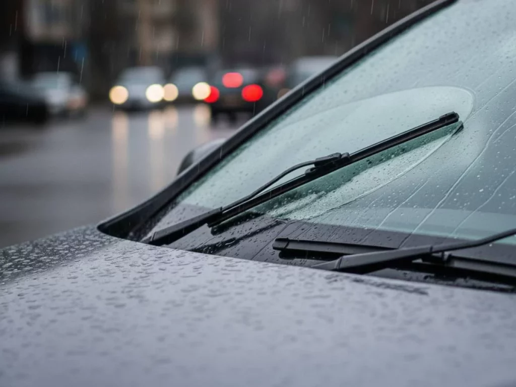 Parabrisas bajo la lluvia