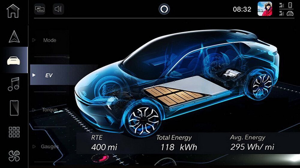 2022 Chrysler Airflow Concept Graphite. Pantalla interior.