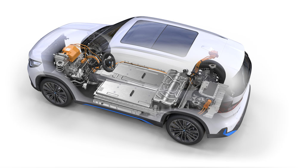 2022 BMW iX1 eléctrico. Imagen radiografía.