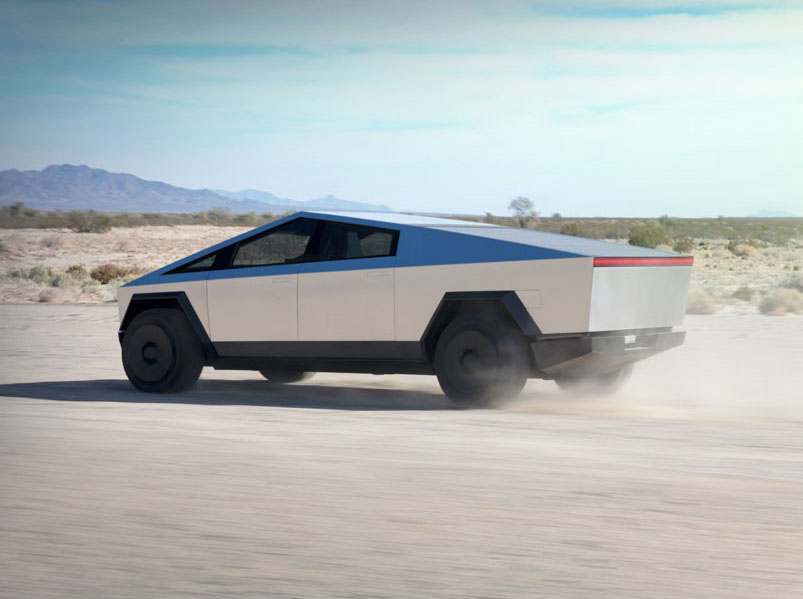 Tesla Cybertruck. Imagen movimiento lateral.