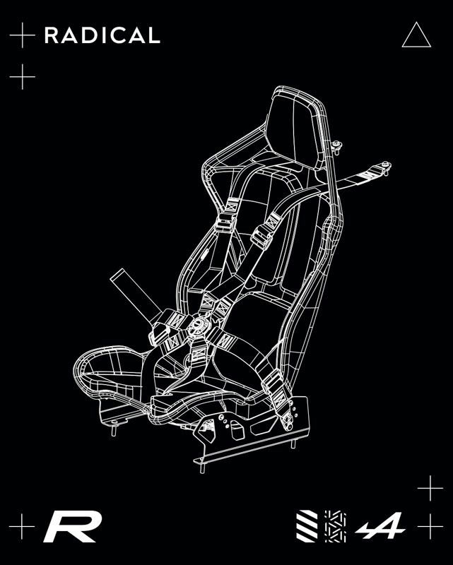 Alpine A110 R. Boceto asiento.