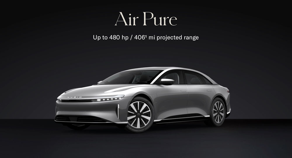 2022 Lucid Air Pure. Imagen estudio.