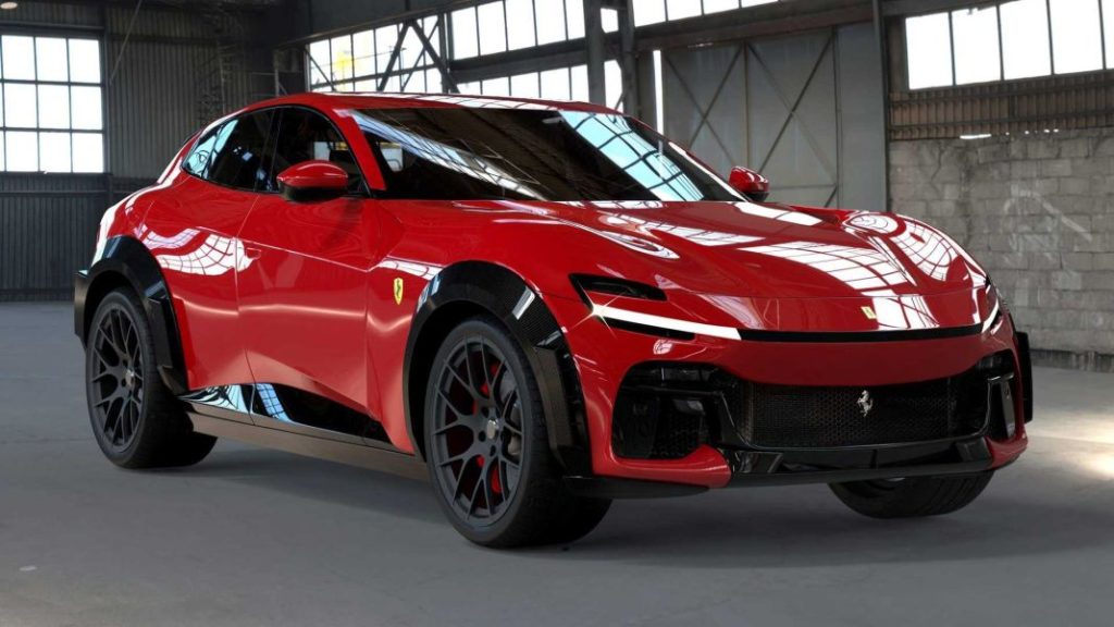 DMC Ferrari Purosangue Fuego. Imagen estudio lateral.