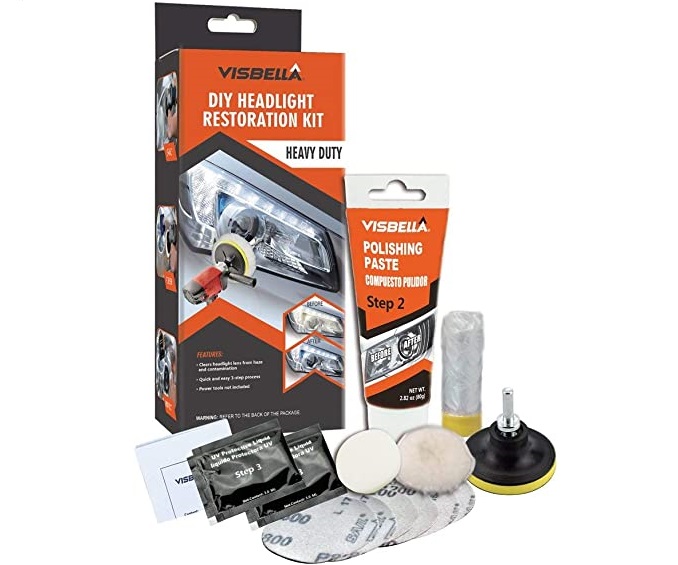 BassMotor Kit Completo para pulir Faros opacos y Desgastados Para  Restauración Coche - Juego para Limpiar y lijar para ITV y Mejorar  Visibilidad y