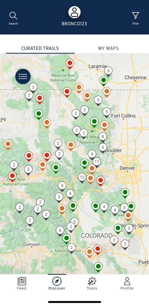 Bronco Trail app Satellite Imagery Motor16