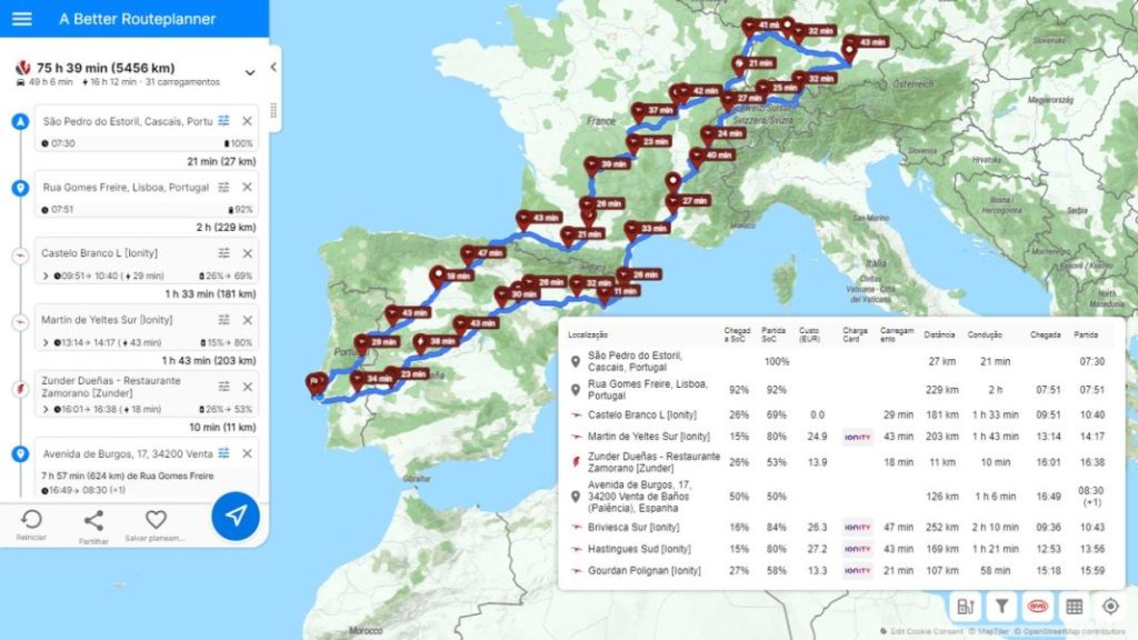 mapa del viaje BYD viver electrico Motor16