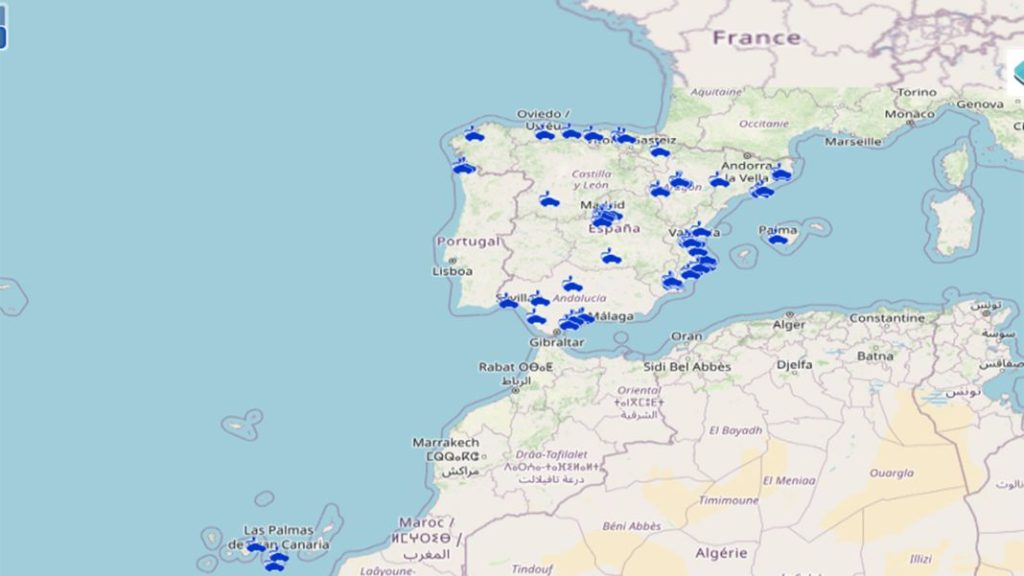 mapa puntos recarga Motor16