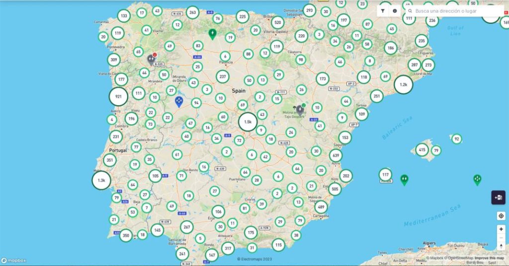 mapa puntos recarga electromaps Motor16