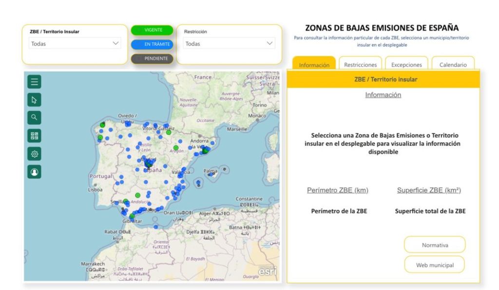 Mapa interactivo de las Zonas de Bajas Emisiones