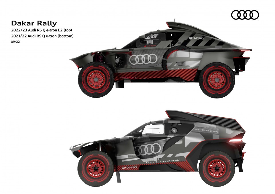 Audi RS Q e-tron 2022 y RS Q e-tron 2023 Dakar. Imagen estática.