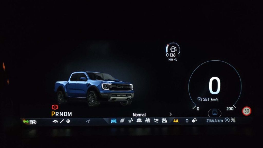 2023 Ford Ranger Raptor. Imagen pantalla modos.