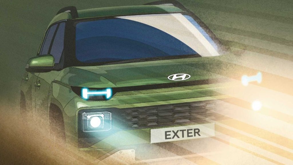 2023 Hyundai Exter. Imagen frontal boceto.
