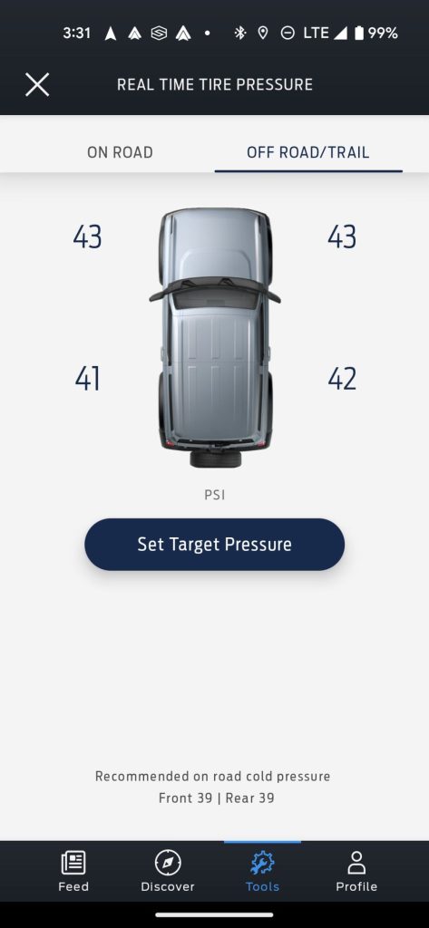 Bronco Trail app Tire Pressure Gauge Motor16