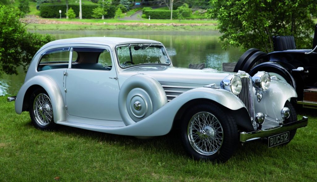 1935 SS1 Airline Saloon in All Silver front right Motor16