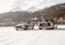 Pasarela de Mercedes Clásicos en el lago helado de St. Moritz
